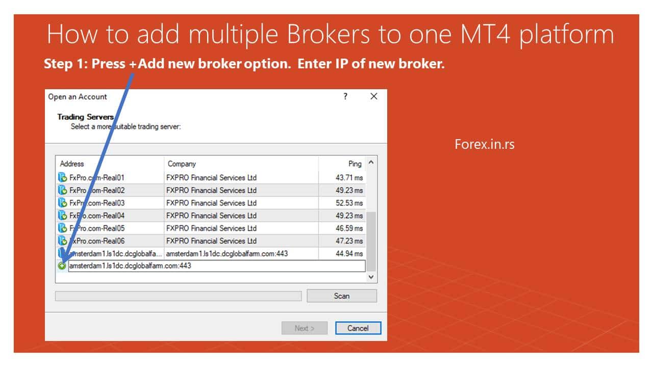 add new broker IP or new broker name to mt4