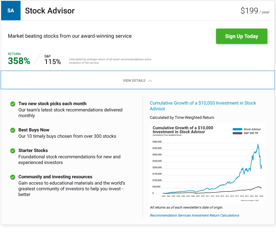 The Motley Fool stock picking service