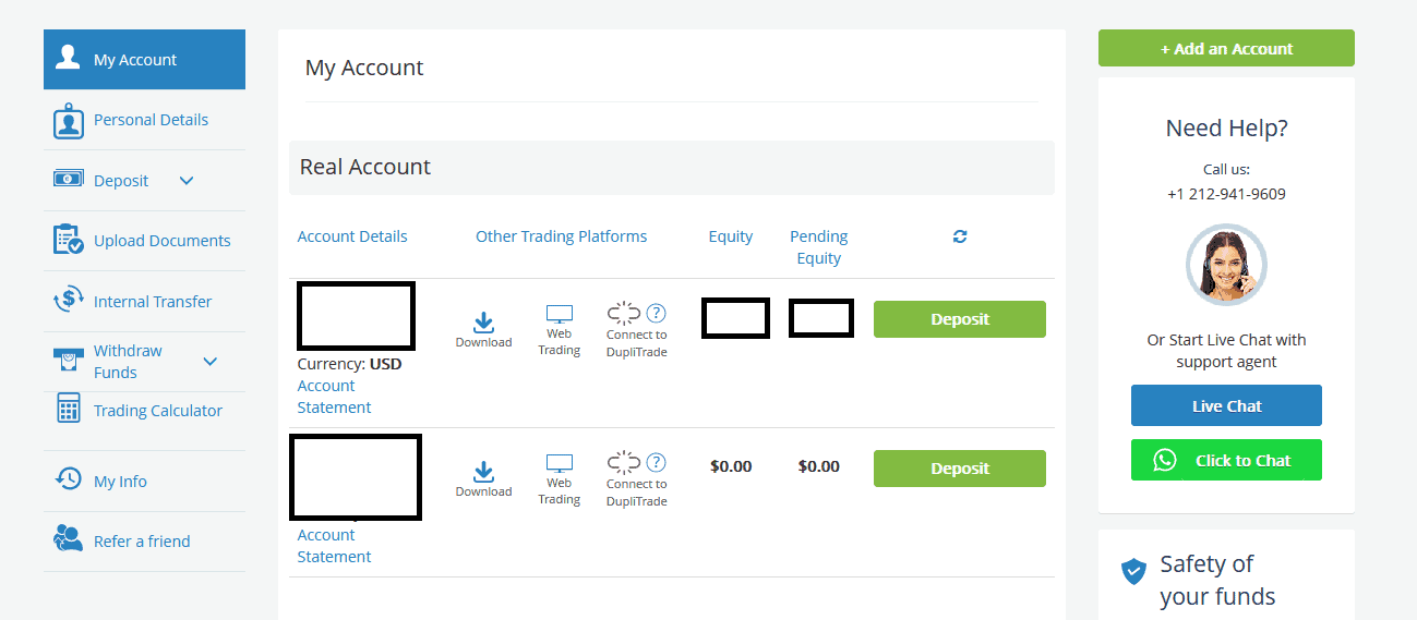 Avatrade user dashboard