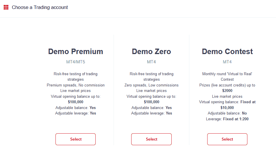 hfm choose demo account