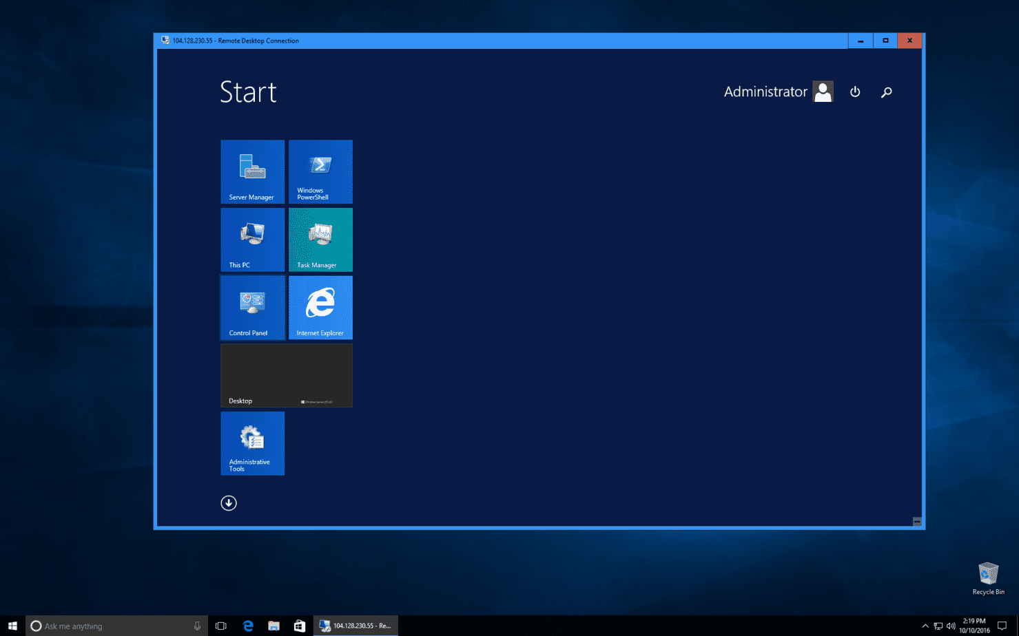 Windows VPS when you log in