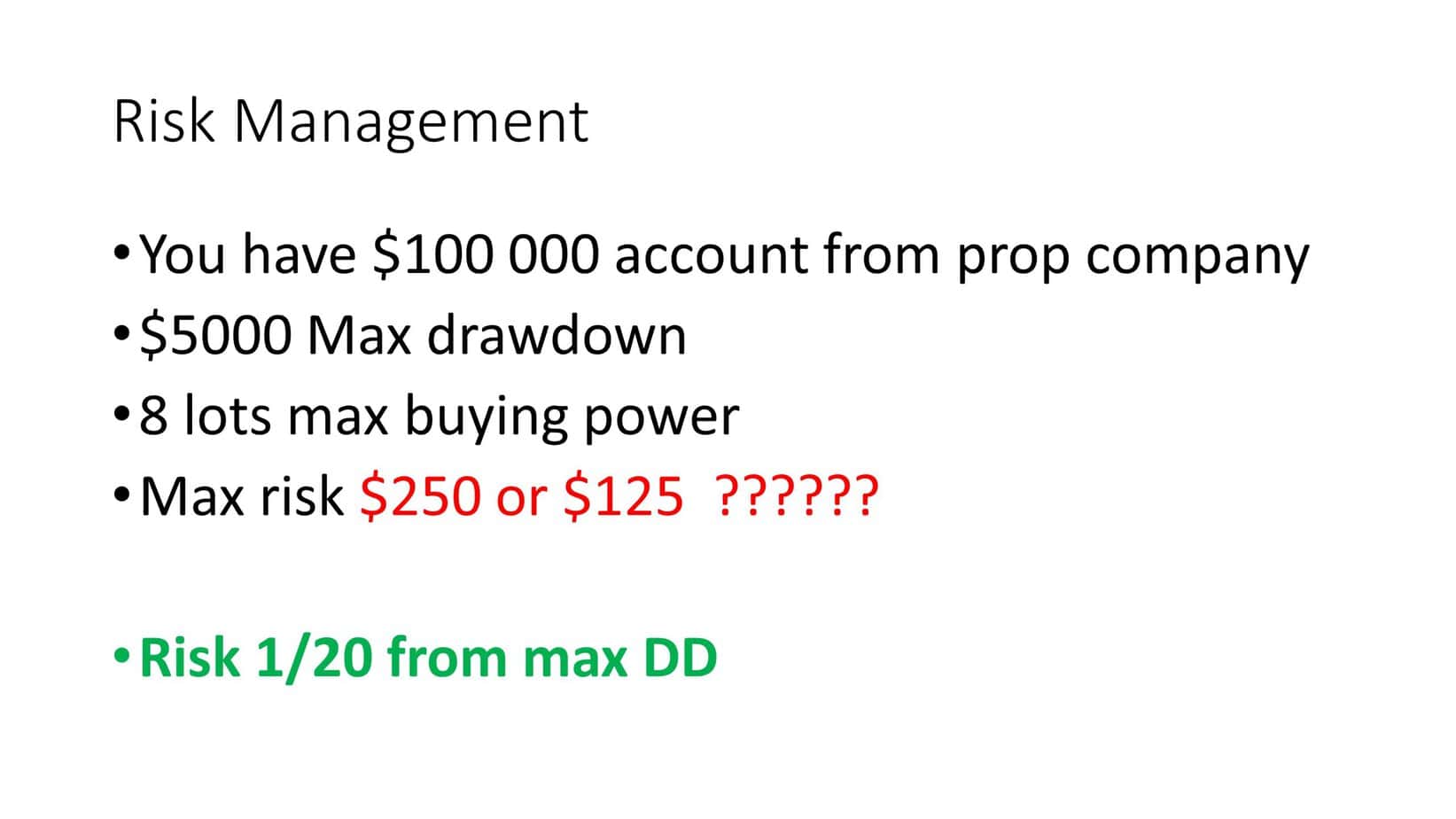 risk management prop company rules
