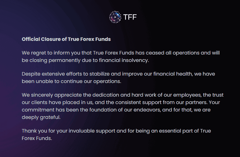 True Forex Funds Has Been Shut Down!
